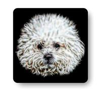 Fractal Artworks Bichon Frise Coaster with Fractal Art Design #1-1. Perfect Dog Owner Gift.