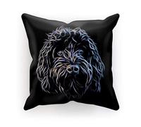 Fractal Artworks Black Cockapoo Cushion and Insert with Fractal Art Design