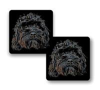Fractal Artworks Cavapoo Coaster Set of 2 with Fractal Art Design. Black Cavapoo 2-1
