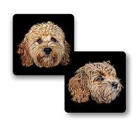 Fractal Artworks Cavapoo Coaster Set with Fractal Art Design. Apricot Cavapoo