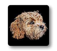 Fractal Artworks Cavapoo Coaster with Fractal Art Design. Apricot Cavapoo #1-2