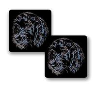 Fractal Artworks Cockapoo Coaster Set of 2, with Fractal Art Design. Black Cockapoo 2-1