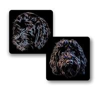 Fractal Artworks Cockapoo Coaster Set with Fractal Art Design. Black Cockapoo Set No 2-1