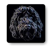Fractal Artworks Cockapoo Coaster with Stunning Fractal Art Design. Black Cockapoo #1-1