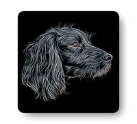 Fractal Artworks Cocker Spaniel Coaster with Fractal Art Design. Black Working Cocker Spaniel #1-2