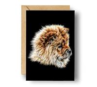 Fractal Artworks Fawn Chow Chow Greeting Card with Fractal Art Design. Blank Inside