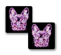 Fractal Artworks French Bulldog Coaster Set of 2 with Stunning Fractal Art Design