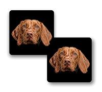 Fractal Artworks Hungarian Vizsla Coaster Set of 2 with Fractal Art Design 1-1