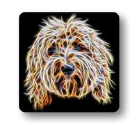 Fractal Artworks Labradoodle Coaster with Stunning Fractal Art Design. Gold Labradoodle #1-1