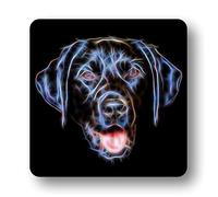 Fractal Artworks Labrador Coaster with Stunning Fractal Art Design. Black Labrador #1-1