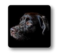 Fractal Artworks Labrador Coaster with Stunning Fractal Art Design. Chocolate Labrador #1-2