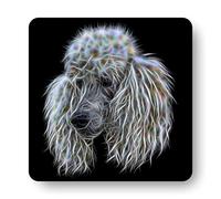 Fractal Artworks Poodle Coaster with Fractal Art Design. White Standard Poodle #1-3