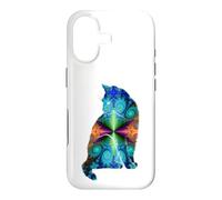 Fractal Cat Silhouette Colorful Abstract Art Case for iPhone 17