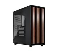 Fractal Design North Charcoal Black Tempered Glass Dark - Wood Walnut front - Glass side panel - Two 140mm Aspect PWM fans included - Type C USB - ATX Airflow Mid Tower PC Gaming Case