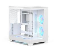Fractal Design Pop 2 Vision White RGB Panoramic Glass PC Gaming Case - Dual-Chamber Layout - Four RGB Reverse Fans Included - Reverse Connector & ATX/E-ATX/mATX/ITX