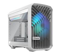 Fractal Design Torrent Nano RGB White - Compact High-Airflow mITX/mDTX Case with 180mm Fan and Clear Tint Glass