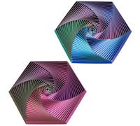 Fractal Fidget Hexagon,2 Pcs 3D Printed Hexagon Fidget Toy Fingertip Decompression Toy Spiral Cone Sensory Toy Kids Adults For Anti-Anxiety And Stress Relief (Blue,Green,Purple,Red)