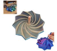 Fractal Fidget Star, 3D Printed Fidget Toy with Handle, Hexagon Spiral Sensory Toy for Adults, Sensory Whirling Spiral Toys for Anxiety Management for Adults Teens (I)