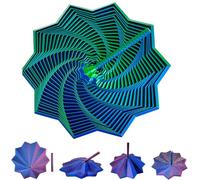 Fractal Sensory Fidget Star - 3D Printed Expanded Fractal Fidget Star with Handle,Hexagonal Decompression Sensory Rotating Spiral for Relieving Stress Irritability and Relaxation (Blue Green, 9CM)