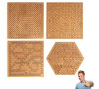 Fractal Tray Puzzle, 2026 New Mind Bending Wooden Jigsaw Puzzle, Hard Difficult Reverse Thinking Challenge, Unique Irregular Creative Labyrinth with Frame (4pcs-Mix)