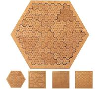 Fractal tray puzzle, challenging wooden puzzle, unique irregular creative maze, irregular shape design, portable reverse thinking challenge without images. (hexagon)
