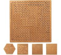 Fractal tray puzzle, challenging wooden puzzle, unique irregular creative maze, irregular shape design, portable reverse thinking challenge without images. (square-C)