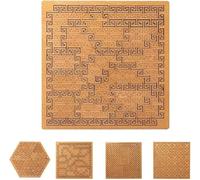 Fractal tray puzzle, challenging wooden puzzle, unique irregular creative maze, irregular shape design, portable reverse thinking challenge without images. (square-A)