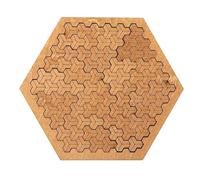Fractal Tray Puzzle - Hard Wooden Jigsaw for Adults, Mind-Bending No-Image Challenge, Improves Logic & Reverse Thinking, Unique Irregular Creative Labyrinth (Hexagonal-triangular)
