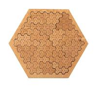 Fractal Tray Puzzle, Hilbert Curve Wooden Brain Teaser No Image Design Challenging Mind Game For Adults With Portable Storage Case (C)