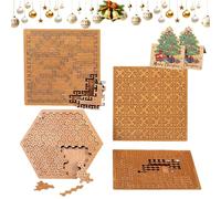 Fractal Tray Puzzles, 2026 New Mind Bending Wooden Jigsaw Puzzle, Reverse Thinking No Image Puzzles Toys for Adults Kids (Set of 4)