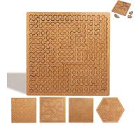 Fractal Tray Puzzles for Adult, Mind Bending Wooden Jigsaw Puzzle, Unique Irregular-Shaped/Reverse Thinking Challenge, for Adults Family Puzzle Enthusiasts E