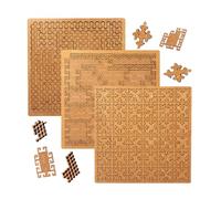 Fractal Tray Puzzles,Hard Difficult Mind Bending Wooden Labyrinth Jigsaw Puzzles for Adults,Portable Impossible Reverse Thinking Challenging No Image Irregular Puzzle with Frame (3Pcs A)