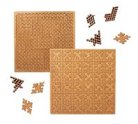 Fractal Tray Puzzles,Hard Difficult Mind Bending Wooden Labyrinth Jigsaw Puzzles for Adults,Portable Impossible Reverse Thinking Challenging No Image Irregular Puzzle with Frame (2Pcs A)