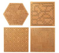 Fractal Tray Puzzles, Hard Difficult Wooden Jigsaw Puzzles for Adults, Portable Impossible Reverse Thinking Challenging No Image Puzzle(4pcs-mix)