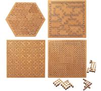 Fractal Tray Puzzles, Hard Difficult Wooden Jigsaw Puzzles for Adults, Unique Irregular Creative Labyrinth Impossible Difficult, Reverse Thinking Challenging Jigsaw with Frame (4 PC)