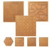 Fractal Tray Puzzles, Hard Irregular Wooden Jigsaw Fractal Challenge, Hard Difficult Portable Mind Bending Wooden Jigsaw Puzzle, Challenging No-Image Puzzle (3PC Chain+Cloud+Square)
