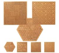 Fractal Tray Puzzles, Hard Irregular Wooden Jigsaw Fractal Challenge, Hard Difficult Portable Mind Bending Wooden Jigsaw Puzzle, Challenging No-Image Puzzle (3PC Chain+Square+Triangular)