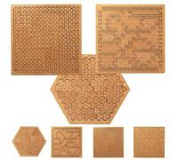 Fractal Tray Puzzles, Hard Irregular Wooden Jigsaw Fractal Challenge, Hard Difficult Portable Mind Bending Wooden Jigsaw Puzzle, Challenging No-Image Puzzle (3PC Chain+Cloud+Triangular)