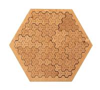 Fractal Tray Puzzles, Hard Wooden Jigsaw Puzzle for Adults, Mind-Bending Irregular Design, Portable Puzzle for Reverse Thinking and Family Fun (Hexagon - Triangular)