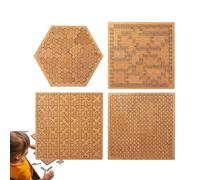 Fractal Tray Puzzles, Mind-Bending Brain Hard Irregular Wooden Jigsaw, 2026 New Portable Impossible Reverse Thinking Challenging Puzzle, Creative Teaser for Family Party, Gift & Travel(4pcs)