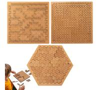 Fractal Tray Puzzles, Mind-Bending, Hard and Difficult Wooden Jigsaw Puzzles for Adults, Irregular Creative Labyrinth Design, Impossible Reverse-Thinking Challenge, No-Image Puzzle(#A+B+C)