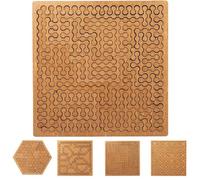 Fractal Tray Puzzles, Mind Bending Hard Difficult Wooden Jigsaw Puzzles for Adults, Reverse Thinking Challenging No Image Puzzle, Unique Irregular Shape Design, for Family Party (TypeD)