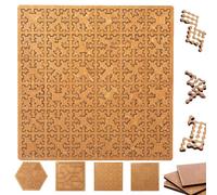 Fractal Tray Puzzles, Mind Bending Hard Difficult Wooden Jigsaw Puzzles for Adults, Unique Irregular Creative Labyrinth, Reverse Thinking Challenging No Image Puzzle (C)