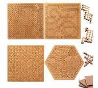 Fractal Tray Puzzles, Mind Bending Hard Difficult Wooden Jigsaw Puzzles for Adults, Unique Irregular Creative Labyrinth, Reverse Thinking Challenging No Image Puzzle (4Mix)