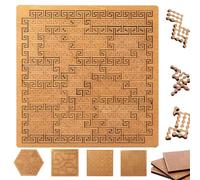 Fractal Tray Puzzles, Mind Bending Hard Difficult Wooden Jigsaw Puzzles for Adults, Unique Irregular Creative Labyrinth, Reverse Thinking Challenging No Image Puzzle (B)