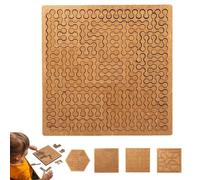 Fractal Tray Puzzles, Mind Bending Wooden Jigsaw Puzzle for Adults, Impossible Reverse Thinking Challenge Game with Irregular Pieces, Laser Cut Precision Fit Brain Teaser for Travel(Chain)