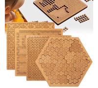 Fractal Tray Puzzles, Mind Bending Wooden Jigsaw Puzzle, Hard Difficult Wooden Jigsaw Puzzles for Adults, Portable Impossible Reverse Thinking Challenging No Image (4PCS)