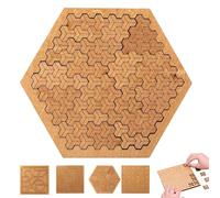 Fractal Tray Puzzles,Mind Bending Wooden Jigsaw Puzzle,Hard Difficult Wooden Jigsaw Puzzles for Adults Portable Impossible Reverse Thinking Challenging No Image Irregular Puzzle (Hexagon)