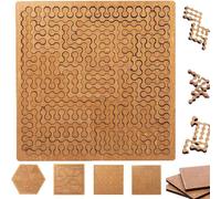 Fractal Tray Puzzles, Mind Bending Wooden Jigsaw Puzzle, Hard Difficult Wooden Jigsaw Puzzles, Reverse Thinking Challenging No Image Puzzle Gift for Adults (A)