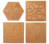 Fractal Tray Puzzles - Mind Bending Wooden Jigsaw Puzzle, Unique Irregular Hard Difficult Jigsaw Puzzle for Adults, Reverse Thinking Challenging Irregular Jigsaw with Frame (4pcs)